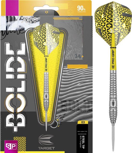 Target Bolide 03 Swiss Point 22g 90% Tungsten Steel Tip Darts - Yellow