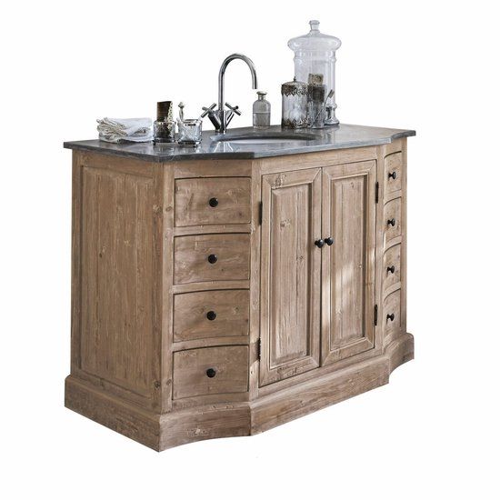 LOBERON Wastafelmeubel Manaurie antiekbruin/zwart