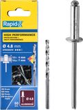 Merkloos / Sans marque Blindklinknagels Aluminium - Universele Klinknagels - Vastzetten Platen - Inclusief Boor - 50 Stuks - Zilver