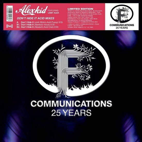 PIAS Nederland Alexkid Featuring Lissette Alea - Don't Hide It (Acid Mixes) (12" Vinyl Single) (Limited Edition) (Remastered)