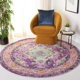 Safavieh Monaco Collection Boho tapijt voor woonkamer, eetkamer, slaapkamer - Monaco Collection, korte pool, violet en lichtblauw, 200 x 200 cm