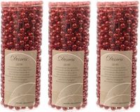 Decoris Kaemingk B.V. 3x stuks kerst rode kralenslingers kerstslingers 10 mtr