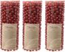 Decoris Kaemingk B.V. 3x stuks kerst rode kralenslingers kerstslingers 10 mtr