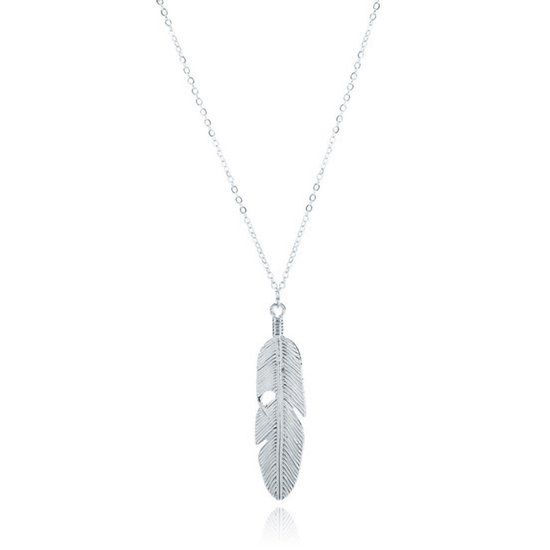 LGT JWLS Hippe dames ketting Leaf Zilverkleurig