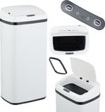 Relaxdays prullenbak met sensor, 40 liter, elektrische deksel, vuilniszakhouder, keuken vuilnisbak, automatisch, wit