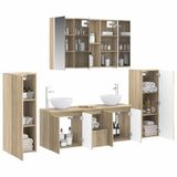 vidaXL Badkamermeubel Set 6 st Sonoma Eiken Bewerkt hout en glas
