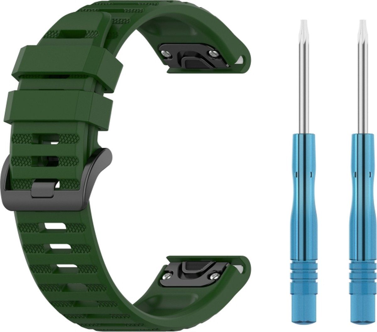 Intercella Siliconen bandje - legergroen - geschikt voor Garmin Fenix 5/5 Plus/6/7/7 Pro/Forerunner 935/945/Quatix 5/Approach S60/S62