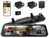 Caméra de tableau de bord rétroviseur - 4K 3 canaux - Caméra de pare-chocs - 5,8 GHz wifi - 256 Go