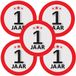 Bellatio Decorations 1 jaar leeftijd sticker - 10x - rond - Dia 9 cm - 1 jaar verjaardag - jubileum - leeftijd versiering