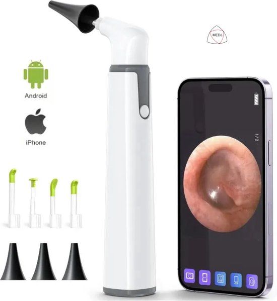 medj - Oor endoscoop - otoscoop - oorsmeer verwijderaar - Full HD - Wit