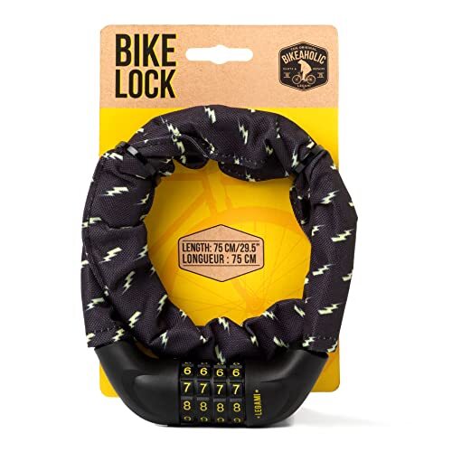 LEGAMI - Hangslot met combinatie, Bike Lock, L 75 cm, Ø 1,4 cm, bliksemthema water- en snijvast, individuele combinatie