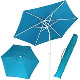 BAKAJI Parasol de plage de jardin avec poteau en acier pliable, revêtement en tissu anti-UV, diamètre 210 cm, avec bandoulière étui
