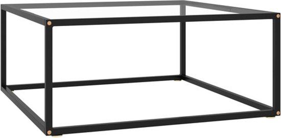 vidaXL Salontafel met gehard glas 80x80x35 cm zwart