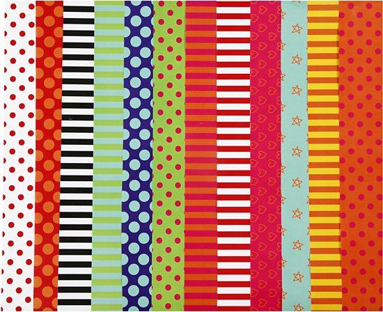 Creotime Glace papier met print, vel 32x48 cm, kleuren assorti, 100 vel