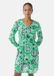 Comma - Robe femme - Émeraude - Manches longues - Col en V - Imprimé animal - Polyester