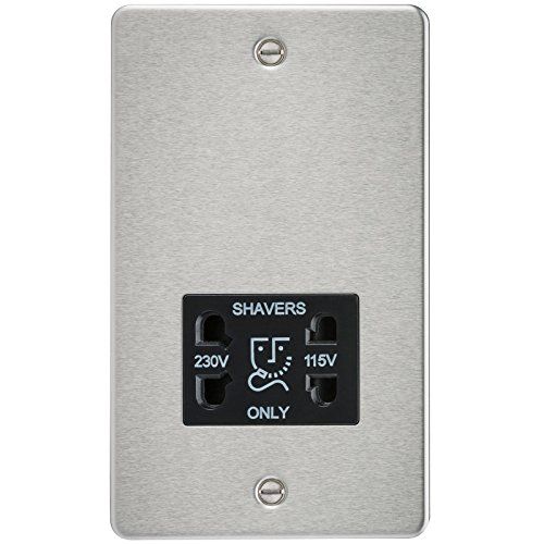 Knightsbridge FP8900BC Scheerapparaat Socket - Geborsteld Chroom met Zwarte Insert - 230 V