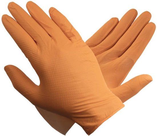 Kunzer Tiger Grip XL Nitrile Disposable Gloves - Orange - 90 Pieces