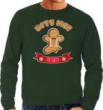 Bellatio Decorations foute kersttrui/sweater heren - Gingerbread koekemannetje - groen - Bite Me M