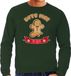 Bellatio Decorations foute kersttrui/sweater heren - Gingerbread koekemannetje - groen - Bite Me M