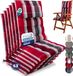 Beautissu Set van 6 Hoge Rugleuning Stoelkussens 120x50 cm Rood Antraciet Gestreept