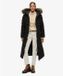 Superdry Fuji Lange Jas Met Bontkap Dames Zwart XL