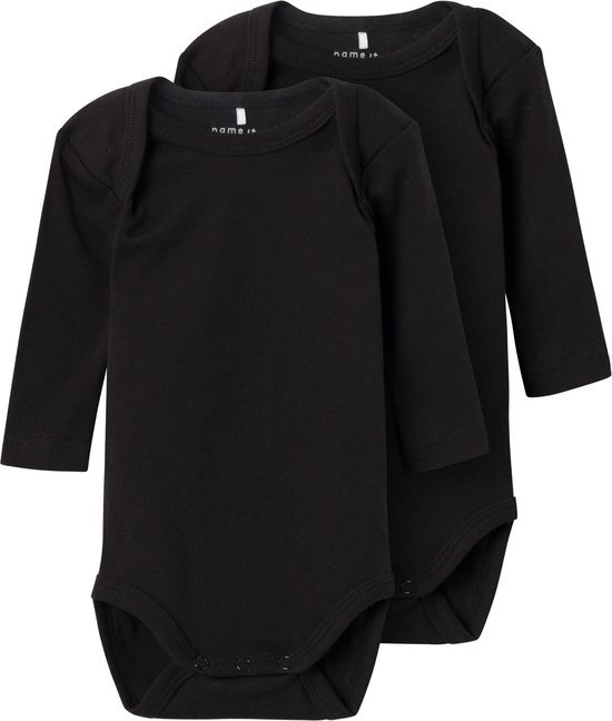 name it NBNBODY 2P LS SOLID BLACK NOOS Unisex Rompertje - Black_ - Maat 50