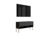 3E 3xE living.com 3xE living Meuble TV 100 cm, noir mat, pieds droits dorés