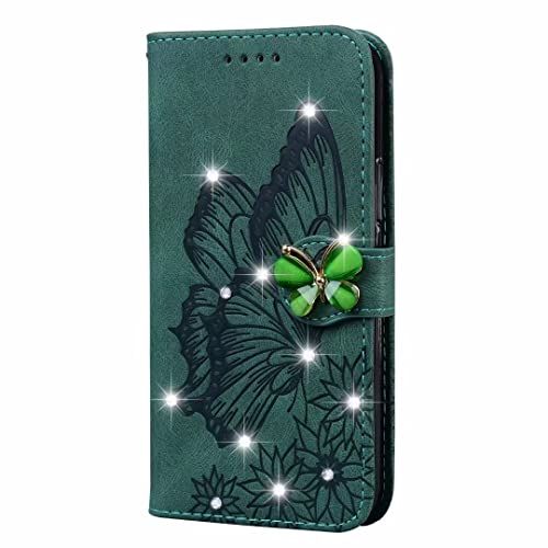 TUUNKMUY OPPO A16 Hoesje - Glitter Diamanten Vlinder - Groen