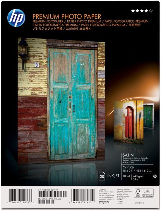 HP Premium Satin Photo Paper 240 gsm A2+ 20 sheets
