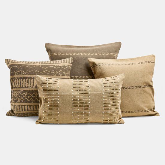 LOBERON Kussenhoes set van 4 Patti bruin/beige