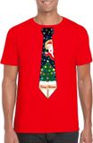 Bellatio Decorations Bol Foute kerst t-shirt trui - rood - met kerstboom stropdas - voor heren - kerstmis - kerstdiner M