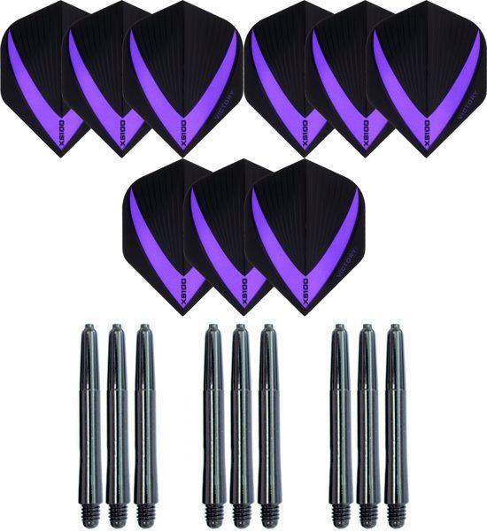 Dragon Darts 3 sets 9 stuks Super Sterke - Paars - Vista-X - darts flights - inclusief 3 sets 9 stuks - medium - darts shafts