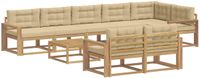 vidaXL Outdoor Sofa Set 9 pc White and Beige Polyester