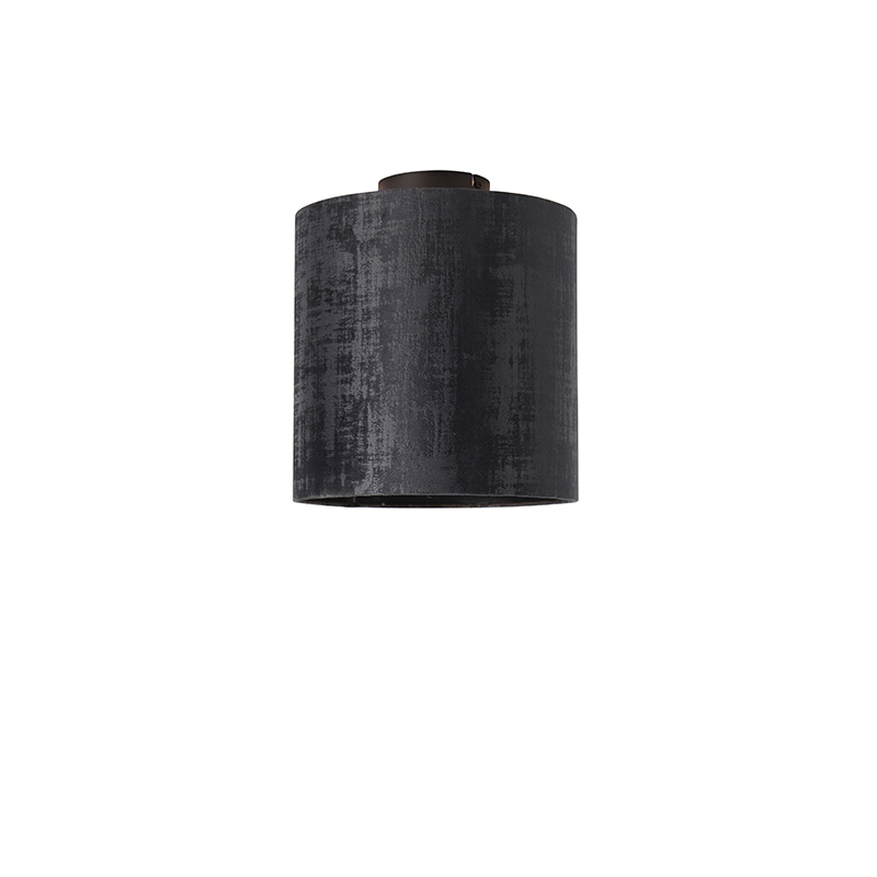 QAZQA Plafondlamp mat zwart met kap zwart 25 cm - Combi