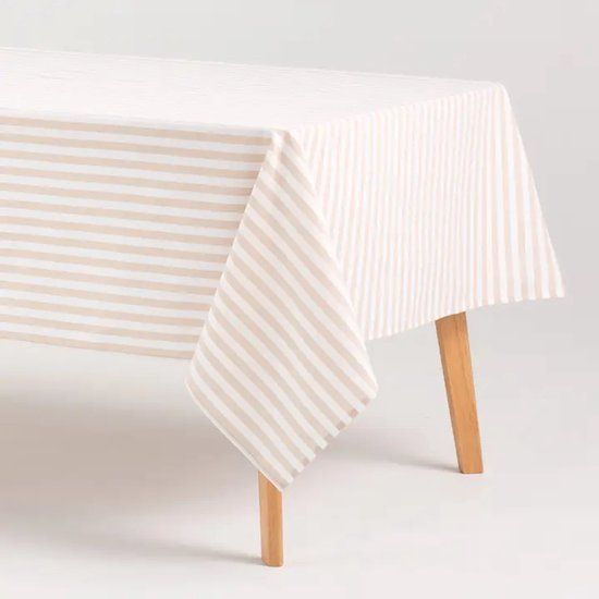 GAMUSI Tafelkleed Alma Beige Katoen Polyester 140 x 200 cm