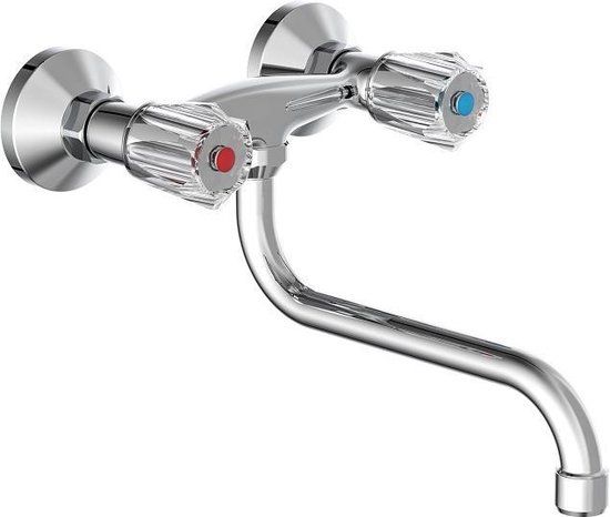 SCHÜTTE Brillant Keukenkraan - Mengkraan - Draaibare Uitloop - Wandmontage - Chroom