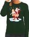 Bellatio Decorations Foute kersttrui - sweater - dronken kerstman en kerstvrouw - na kerstborrel - groen - dames - L