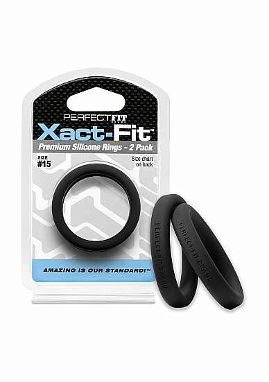 PerfectFitBrand #15 Xact-Fit Cockring 2-Pack - Black