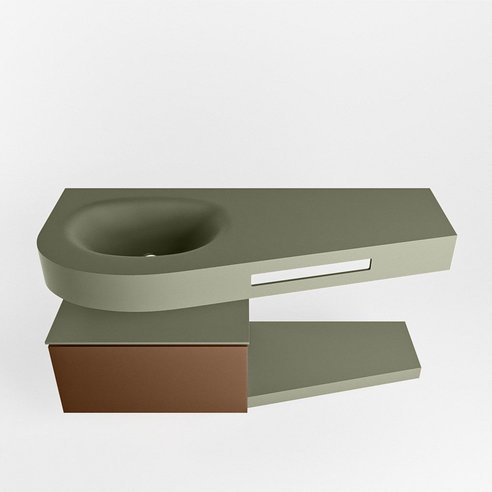 Mondiaz Riva Dulcet badkamermeubel links 120cm Army Groen