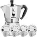 Bialetti Moka Express 4 kops + Carosello espresso kop en schotel 4 stuks