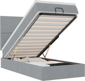 vidaXL Ottoman bed with mattress and LEDs 90x190cm fabric light grey