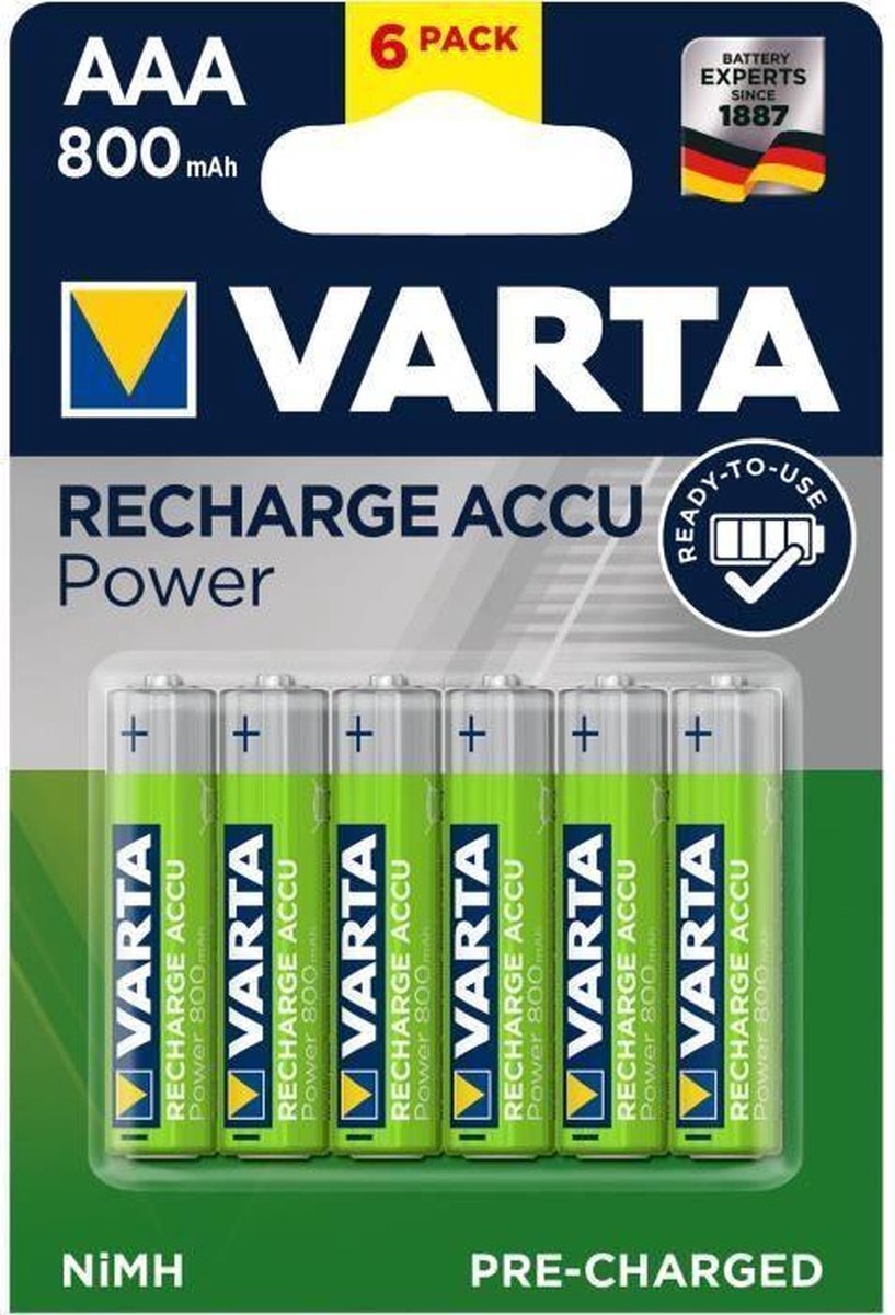 varta Pack van 6 oplaadbare batterijen Accus AAA 800 mAh 1,2 V Ni-Mh