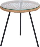 Arti Casa Bijzettafel Acapulco - Salontafel met Glasblad en Metaal - Ø45 x 45 cm - Zwart/Bruin