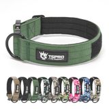 TSPRO Premium Hondenhalsband met Patches, Verstelbare Dikke Halsband met Snelontgrendelbare Gesp, Zwaar Belastbaar voor Middelgrote tot Grote Honden (Groen L)