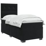 vidaXL Boxspringbed met matras, zwart, 100 x 200 cm, fluweel
