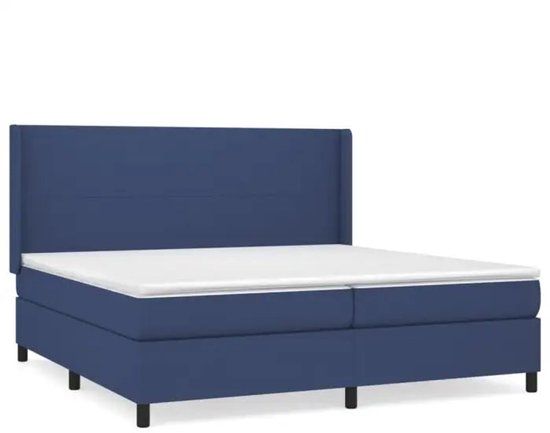 vidaXL Boxspring met matras stof blauw 200x200 cm