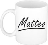 Bellatio Decorations Matteo Naam koffiemok - beker - met sierlijke letters - wit