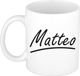 Bellatio Decorations Matteo Naam koffiemok - beker - met sierlijke letters - wit