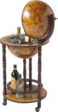 Brulo Wereldbol Globebar Hout Bruin vespucci 33 cm diameter