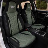 Bremer Sitzbezüge Autostoelhoezen voor Skoda Yeti BJ 2009-17 – Stoelhoezen voor bestuurder en passagier in Zwart/Olijfgroen